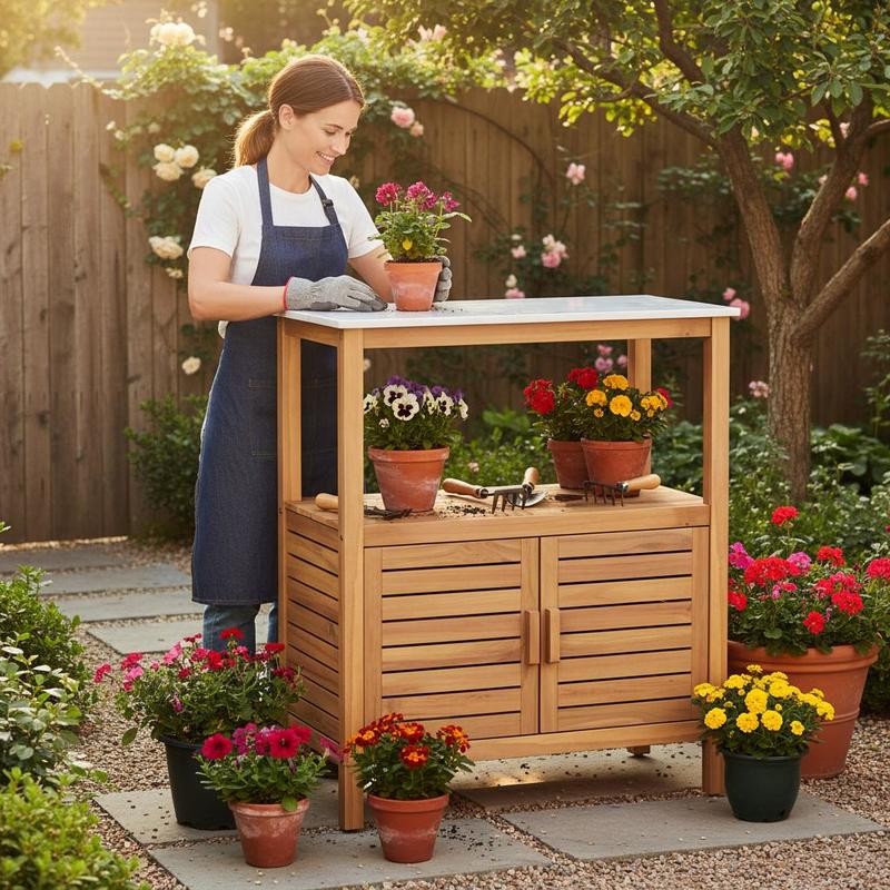 Woodworking Workbench - Bancada de Jardinagem Externa em Madeira